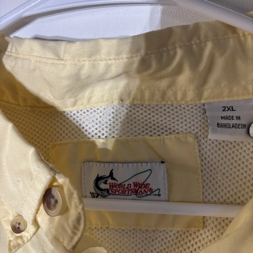 World Wide Sportsman Fishing‎ Shirt 2XL Yellow Vented Mesh Lined Outdoor